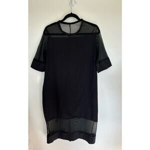 No Brand Black Mesh Oversized 90s T-shirt Dress- OS